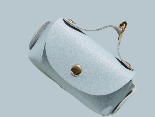 Vegan leather 
Poop bag holder - baby blue