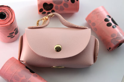 Vegan leather 
Poop bag holder - baby pink