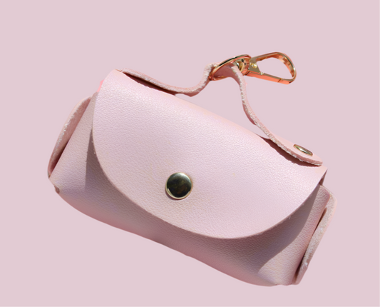 Vegan leather 
Poop bag holder - baby pink
