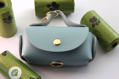 Vegan leather 
Poop bag holder - baby blue